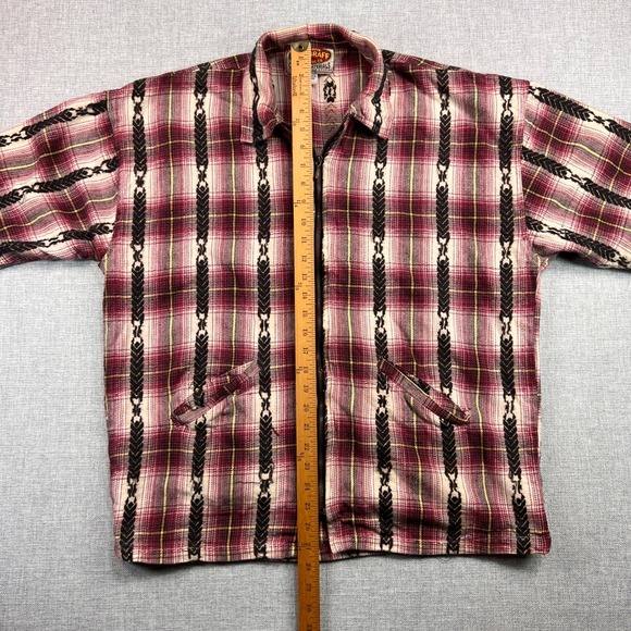 VTG 90s Paragraph Plaid Full Zip Flannel Shirt Jacket Men Large Western Aztec - Picture 7 of 9